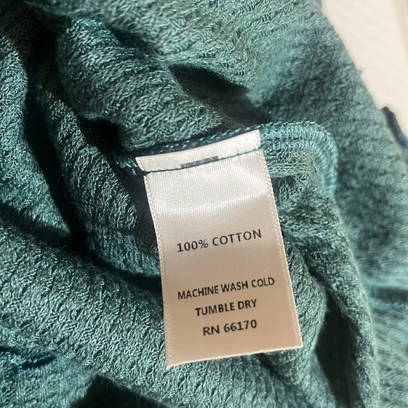 Intimately Free People Make It Easy‎ Waffle Knit Lettuce Hem Thermal Top in Teal - Picture 7 of 8